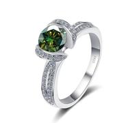 MYXJX anillo de diamantes Anillo de compromiso de moissanita for mujer, 1 ct D Color VVS1, anillo de boda de moissanita, anillo de diamante amarillo/azul/rosa con certificado(Darkgreen,8)