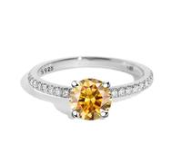 MYXJX Anillo de Diamantes Anillos de Compromiso Moissanite for Mujer 1ct D Color VVS1 Anillos de Diamante Plata de Ley 925 Anillos de Boda Moissanite for Mujer con Certificado(Champagne,6.5)
