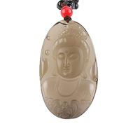 MYXJX collar de obsidiana, Colgante de Guanyin Natural, collar de obsidiana negra hielo for hombre