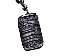 MYXJX collar de obsidiana, Colgante JINGXIN tallado en obsidiana negra Natural, joyería for hombre, joyería for mujer con cadena