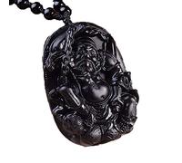 MYXJX collar de obsidiana, Collar con colgante de obsidiana natural Zhong Kui for hombres y mujeres