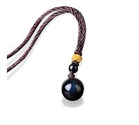 MYXJX collar de obsidiana, Obsidiana Natural, collar con colgante de cuentas de buena suerte con transferencia de ojos de arcoíris, cadena de cuerda de poliéster, joyería for mujer