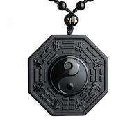 MYXJX collar de obsidiana, Obsidiana negra Yin Yang collar colgante Bagua chino joyería for hombres joyería for mujeres