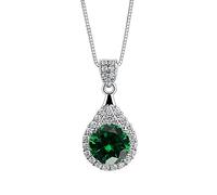 MYXJX Collares Collar con Colgante de moissanita de 1 quilate de Corte Redondo, Color D, Collar de Diamantes VVS1 for Mujer, Collar de Plata de Ley 925 for Mujer con Certificado(Emerald)