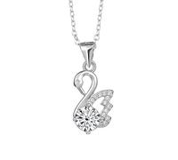 MYXJX Collares Collar de moissanita for Mujer de 1 quilate de Corte Redondo, Color D, Colgante de Diamante VVS1 for Mujer, Collar de Plata de Ley 925 for Mujer con Certificado(White)