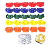 MYXJX presas de Escalada, Kit de 25 agarres for Manos y pies, for muros Escalada en Roca Patio, for Soporte Marco(Color with Rope)