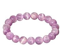MYXJX Pulsera de cristal, Cuentas redondas de cristal natural, pulseras elásticas piedras preciosas moradas for meditación, sanación, equilibrio, Reiki, 9 mm(7mm)