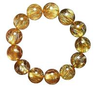MYXJX Pulsera de cristal, Pulseras de cuarzo citrino dorado hechas a mano, pulseras cuentas for mujeres y hombres, joyería curativa for meditación, yoga espiritualidad, 14 mm(14mm)