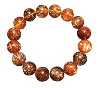 MYXJX Pulsera de cristal, Pulseras de cuentas piedras preciosas Super Seven oro negro 11 mm, pulsera elástica con redondas, pulseras yoga, joyería(12mm)