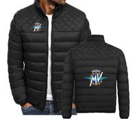 MYYLY Chaqueta de Plumas para Hombre con Estampado MV Agusta, Chaqueta Ligera de Invierno, Chaqueta Acolchada, Chaqueta Bomber Gruesa y cálida, Resistente al Viento,D-XL