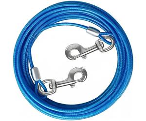 MyyYiTar Cable de amarre para perros, correas de perro de 10 pies, cable de amarre resistente para perros grandes de hasta 125 libras, línea de amarre duradera para exteriores, patio, color azul