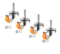 MyyYiTar Ruedas de vástago M4 de 0.5 pulgadas M4 x 15, rueda roscada con pernos roscados, tornillos giratorios de goma silenciosa TPR en ruedas pequeñas, color naranja