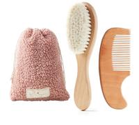 MYZI Juego de cepillos para el pelo de bebé, juego de cepillo suave para recién nacidos, juego de peine y cepillo para bebés para niñas y niños, cepillo para el pelo y peine para niños pequeños, juego