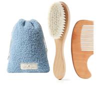 MYZI Juego de cepillos para el pelo de bebé, juego de cepillo suave para recién nacidos, juego de peine y cepillo para bebés para niñas y niños, cepillo para el pelo y peine para niños pequeños, juego