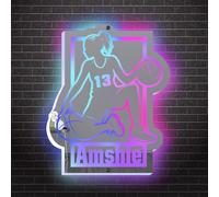 MYZQIFF Marca personalizada de gafas de baloncesto femenino con luces led, lámparas de pared de neón de baloncesto femenino personalizadas, regalos de baloncesto