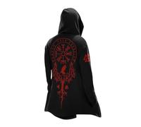 MYZTTZR Helm of awe,S, Vikingo Cosplay Capas Longitud Media Sudadera con Capucha Mito Nórdico Mens Biker Chaqueta Primavera Otoño Abrigo Medieval Regalo