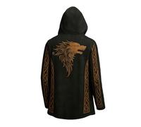 MYZTTZR Mito Nórdico Hombres De Longitud Media Chaqueta con Capucha Impreso en 3D Capa Cool Biker Chaqueta Primavera/Verano Sudadera Regalo Medieval,Fenrir Wolf,M
