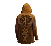 MYZTTZR Mito Nórdico Hombres De Longitud Media Chaqueta con Capucha Impreso en 3D Capa Cool Biker Chaqueta Primavera/Verano Sudadera Regalo Medieval,Norse Rune,L
