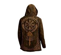 MYZTTZR Mito Nórdico Hombres De Longitud Media Chaqueta con Capucha Impreso en 3D Capa Cool Biker Chaqueta Primavera/Verano Sudadera Regalo Medieval,Norse Compass,M