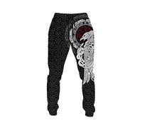 MYZTTZR Mitología Nórdica 3D Impreso Pantalones Deportivos para Hombre Vikingo Retro Tatuaje Nudo Celta Cosplay Cuervo de Odín Valhalla Medieval,Raven,5XL