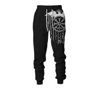 MYZTTZR Mitología Nórdica 3D Impreso Pantalones Deportivos para Hombre Vikingo Retro Tatuaje Nudo Celta Cosplay Cuervo de Odín Valhalla Medieval,Viking Compass,4XL