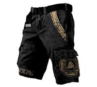 MYZTTZR Mitología Nórdica Hombres Verano Pantalones Cortos Vikingo 3D Tatuaje Retro Moda Individualidad Tendencia Medieval Valhalla Regalo,Norse Mythology,5XL