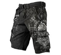 MYZTTZR Mitología Nórdica Hombres Verano Pantalones Cortos Vikingo 3D Tatuaje Retro Moda Individualidad Tendencia Medieval Valhalla Regalo,Celtic Knot,4XL