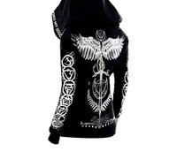 MYZTTZR Mitología Nórdica Odín Hombre Sudadera con Cremallera Cuervo Vikingo Yggdrasil Tatuaje Impresión 3D Sudadera Mujer Medieval Valhalla Regalo,Norse Mythology,S