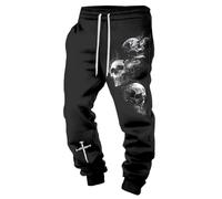 MYZTTZR Mitología Nórdica Pantalones para Hombre Vikingo 3D Estampado Tatuaje Odín Cuervo Calavera Retro Personalidad Pantalones de Deporte para Mujer,Cosplay Costume,XXL
