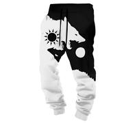 MYZTTZR Mitología Nórdica Pantalones para Hombre Vikingo 3D Estampado Tatuaje Odín Cuervo Calavera Retro Personalidad Pantalones de Deporte para Mujer,Fenrir,L