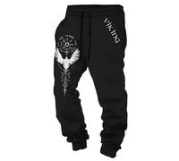 MYZTTZR Mitología Nórdica Pantalones para Hombre Vikingo 3D Estampado Tatuaje Odín Cuervo Calavera Retro Personalidad Pantalones de Deporte para Mujer,Raven,4XL