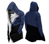 MYZTTZR Mitología Nórdica para Hombre con Forro Polar Abrigo Otoño/Invierno con Capucha Chaqueta Vikingo 3D Tatuaje Valhalla Medieval, Odin Raven,XL