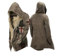 MYZTTZR Mitología Nórdica para Hombre con Forro Polar Abrigo Otoño/Invierno con Capucha Chaqueta Vikingo 3D Tatuaje Valhalla Medieval, Mediaeval,3XL
