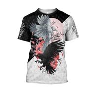 MYZTTZR Mitología Nórdica Verano Manga Corta Ultrafino Secado Rápido Casual Vikingo Camiseta Hijos de Odín Regalo,Hugin Munin,5XL