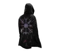 MYZTTZR Norse Compass,M, Vikingo Cosplay Capas Longitud Media Sudadera con Capucha Mito Nórdico Mens Biker Chaqueta Primavera Otoño Abrigo Medieval Regalo