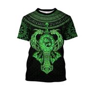 MYZTTZR Odin Cuervo Verano Manga Corta Camiseta, Impresión 3D Mitología Nórdica Tatuaje Hombres Tops Papá/Marido Regalo,Mjölnir Rune,XXL