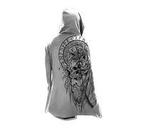 MYZTTZR Odin God,S, Vikingo Cosplay Capas Longitud Media Sudadera con Capucha Mito Nórdico Mens Biker Chaqueta Primavera Otoño Abrigo Medieval Regalo
