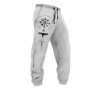 MYZTTZR Pantalones de Verano para Hombre Viking de Corte Holgado Mitología Nórdica Tatuaje Casual Moda Tendencia Valhalla Medieval Regalo,Viking Compass,5XL