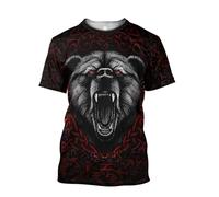 MYZTTZR Ragnar Camiseta para Hombres Mitos Nórdicos Tatuaje Verano Secado Rápido Casual Manga Corta Camisa Disfraz Cosplay,Bear Warrior,4XL