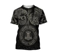 MYZTTZR Ragnar Camiseta para Hombres Mitos Nórdicos Tatuaje Verano Secado Rápido Casual Manga Corta Camisa Disfraz Cosplay,Mjölnir,4XL