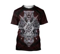 MYZTTZR Ragnar Camiseta para Hombres Mitos Nórdicos Tatuaje Verano Secado Rápido Casual Manga Corta Camisa Disfraz Cosplay,Hugin Munin geri freki,4XL