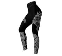 MYZTTZR Raven legging,L, Mujeres Vikingo Camisetas sin Mangas Mallas Calavera Yoga Conjuntos Impresión 3D Mitología Nórdica Poliésteres Entrenamiento Activewear