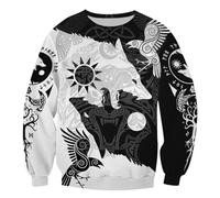 MYZTTZR Valhalla Bound Shirt,L, Odín Valhalla Lobo Primavera Otoño Poliéster Jersey Impresión 3D Sudadera Vikingo Brújula Berserker Regalo