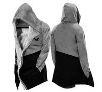 MYZTTZR Viking 3D Forro Polar Térmica Sudadera con Capucha y Cremallera para Hombre Mitología Nórdica Tatuaje Vintage Informal Sudadera Gruesa para otoño/Invierno,Valhalla,XL