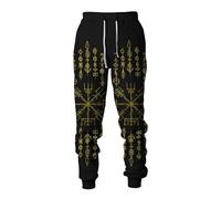 MYZTTZR Viking 3D Pantalones Deportivos Estampados para Hombre Mitología Nórdica Tatuaje Odín Lobo Fenrir Cuervo Pantalones Informales Valhalla Regalo,Norse Runes,M