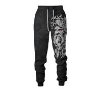 MYZTTZR Viking 3D Pantalones Deportivos Estampados para Hombre Mitología Nórdica Tatuaje Odín Lobo Fenrir Cuervo Pantalones Informales Valhalla Regalo,Odin God,XL