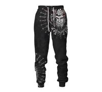 MYZTTZR Viking 3D Pantalones Deportivos Estampados para Hombre Mitología Nórdica Tatuaje Odín Lobo Fenrir Cuervo Pantalones Informales Valhalla Regalo,Odin Raven,L