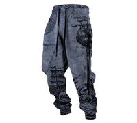 MYZTTZR Viking 3D Pantalones Deportivos para Hombre Mitología Nórdica Tatuaje Lobo Fenrir Calavera Valhalla Medieval Regalo,Viking Ship,M