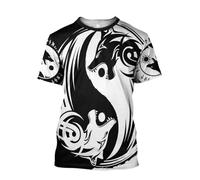 MYZTTZR Vikingo Fenrir Lobo Camiseta para Hombre 3D Todo Impreso MitologíA NóRdica Verano Manga Corta De Secado RáPido Camisa Papá Regalo,E,5XL