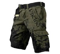 MYZTTZR Vikingo Hombres Verano Pantalones Cortos Mitología Nórdica 3D Tatuaje Estampado Retro Moda Tendencia Mujeres Pantalones de Chándal Valhalla Regalo,Viking Dark Green,XXL